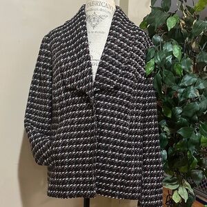 🌺CLEARANCES Coldwater Creek Black, White & Brown Tweed Open-Front Jacket/18